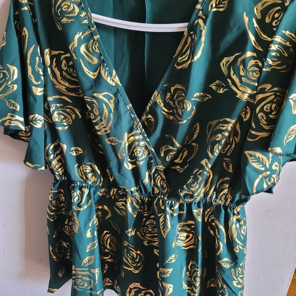 Plus Size Floral Print Surplice Front Peplum Blouse - Picture 4 of 7